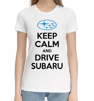 Женская Хлопковая футболка Будь спок и води Subaru